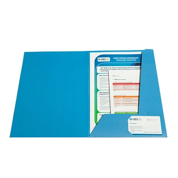 Office supplies custom printed paper presentation folder, promotional wholesale bespoke letter and business card pocket folders