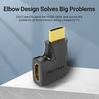 Black Vention AIPB0 HDMI 90 Degree Male To Female Vertical Flat Adapter Black