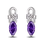 Silver Earrings Hot Style Customized Gemstone Purple CZ Stone 925 Sterling Silver Marquise Amethyst Earrings