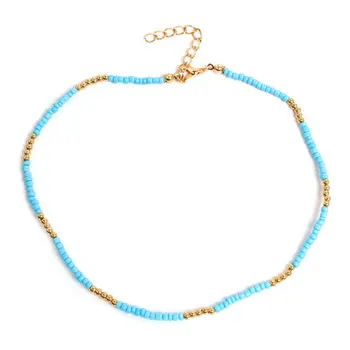 New Trendy Gold Plated Miyuki Beads Sexy Choker Necklace Jewelry African Colorful Seed Bead Necklace