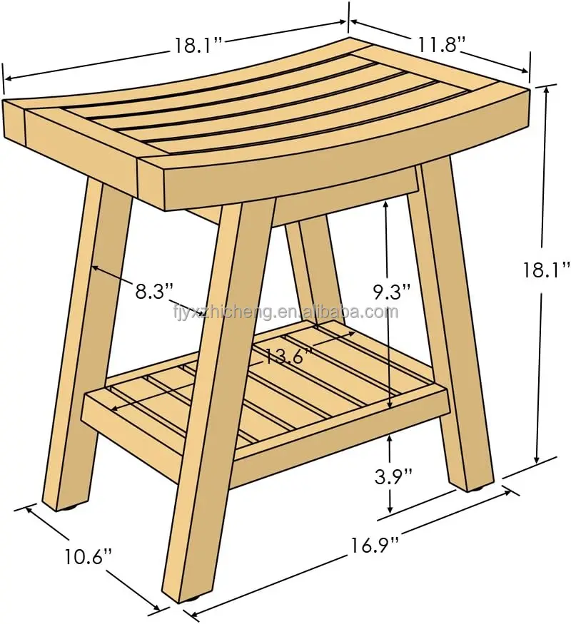 product teak shower bench with shelf 2 tier waterproof shower stool for bathroom non slip spa seat for elderly disabledshower chair-3