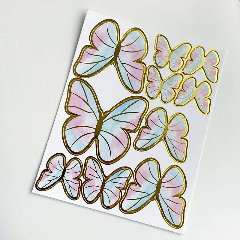 Hot sale 10pcs purple pink Butterfly Cupcake Toppers Happy Birthday Topper birthday wedding Party Decorations Cake Toppers