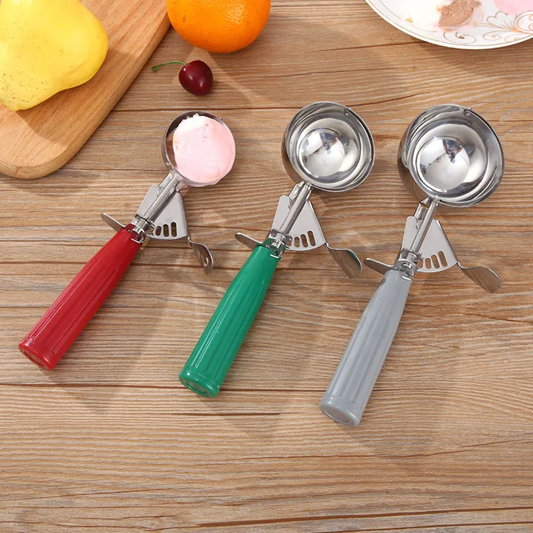 Full Sizes 304 Stainless Steel Ice Cream Trigger Scoop