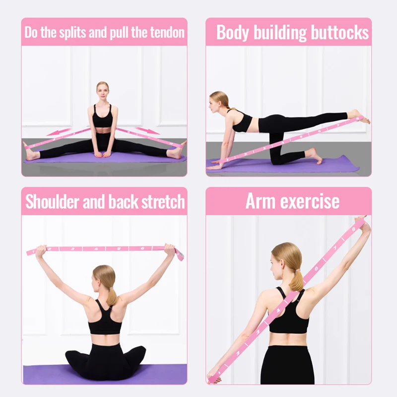 8 Loops Elastic Fitness Yoga Strap Nylon Sport Pullups Waist Trainer with Gym Equipment Fabric Belt & Yoga Mat
