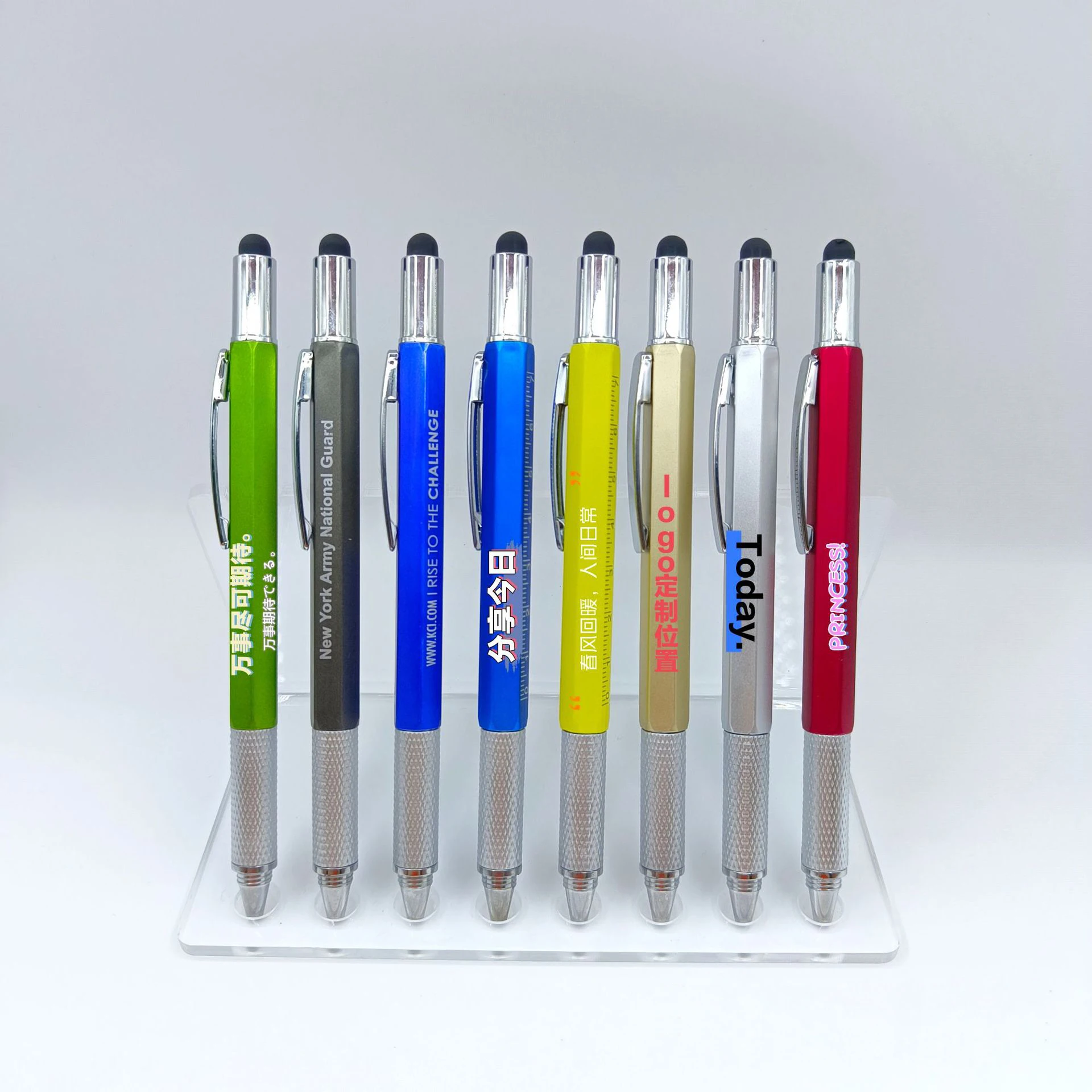 6 in 1 Cool Gadget with Ruler Level Screwdriver Stylus Ballpoint Pen