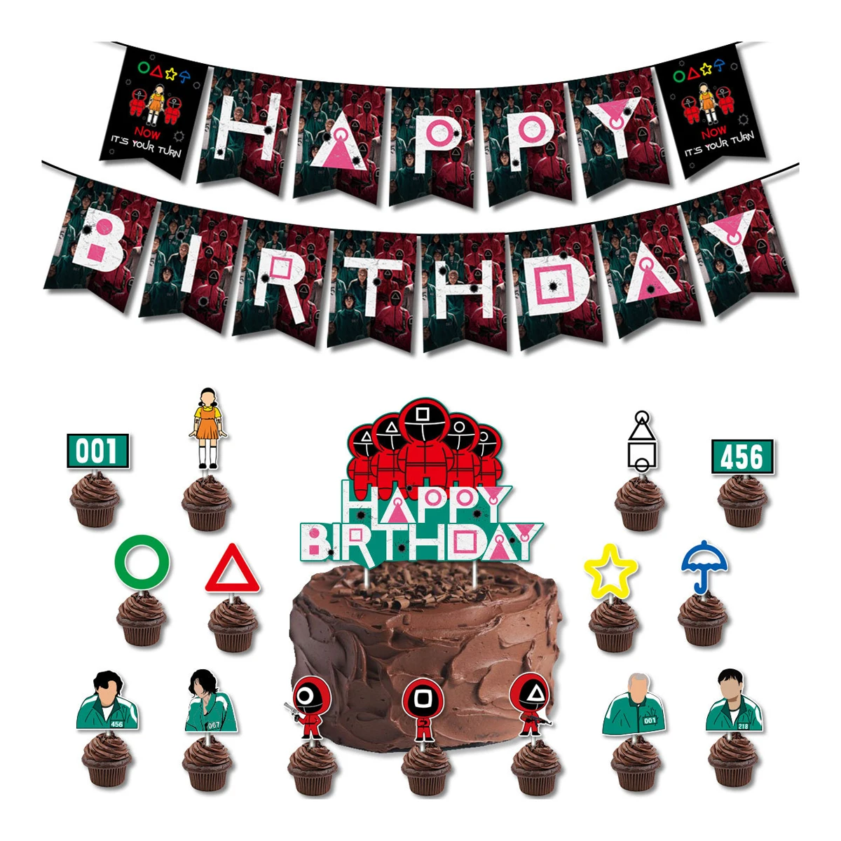 New Squid Game Theme Birthday Party Decoration Happy Birthday Paper Banner  Cartoon Cake Topper Set - Buy Table Decoration Party Korea Movie Birthday  Party Supplies Squid Banner,Party Supply Wholesalers Happy Birthday Cake  Topper,Birthday ...