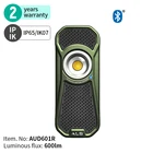 Light ALS 600lm Waterproof Portable Play Music Outdoor Rechargeable Handheld Bluetooth Speaker With Led Light
