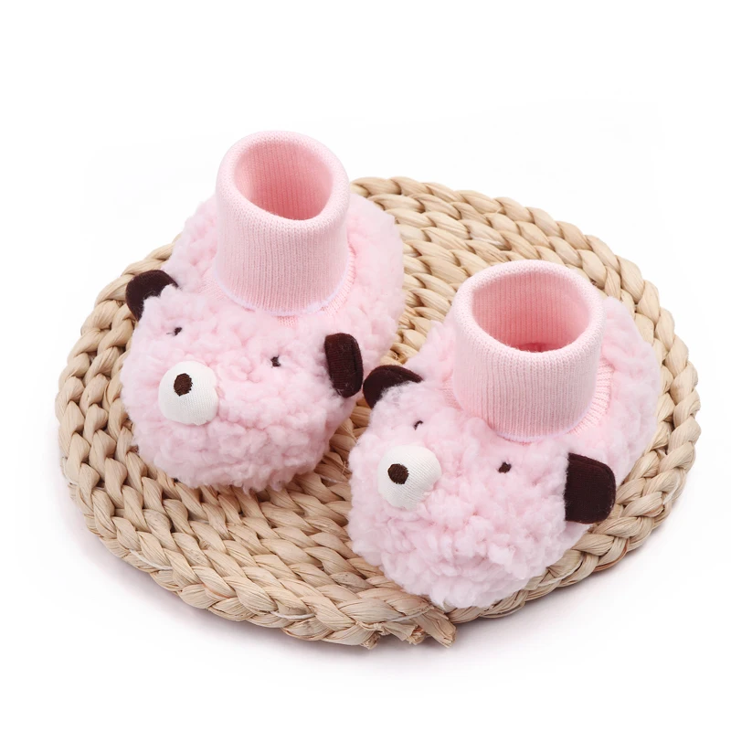 Cute Cartoon Solid Color Furry Animal Autumn and Winter Baby Comfortable Warm Socks Cotton Boots manufacture