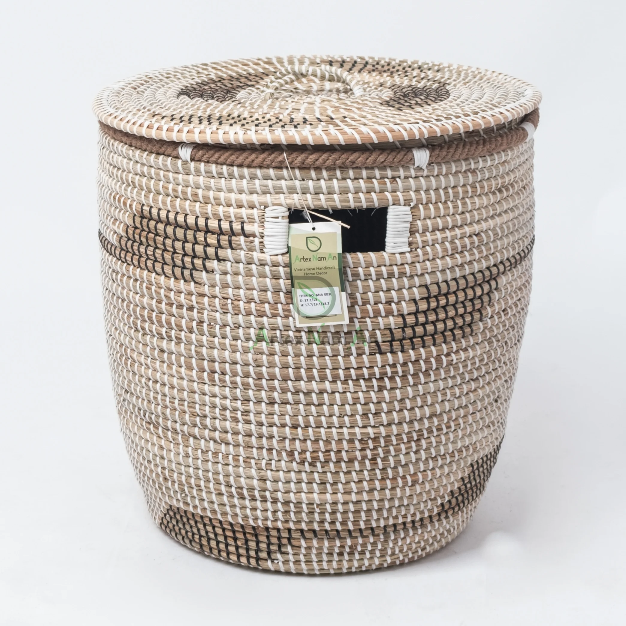 handcrafted large african coiled seagrass storage laundry basket