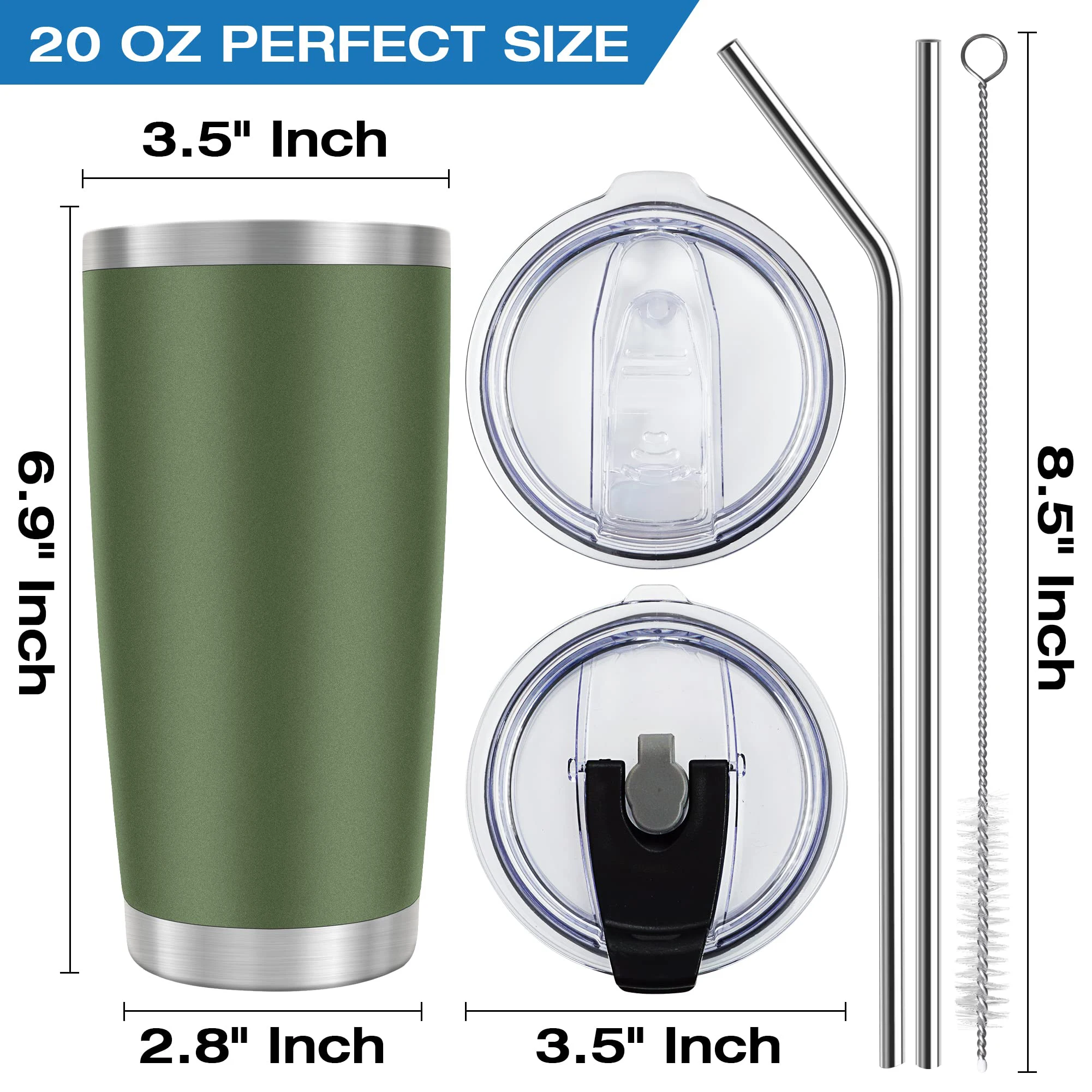 Sublimation 20oz Tumblers with Lid and Straw Stainless Steel Coffee Tumbler Cup Double Wall Vacuum Travel Coffee Mugs