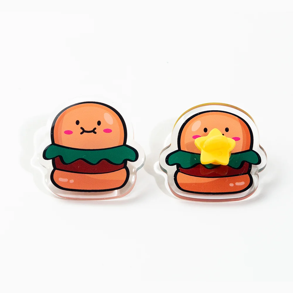 Promotional Custom Printed Rainbow Holographic Anime Foil Acrylic Plastic Pin Badges supplier