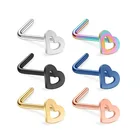 Piercing Ring Free Sample Wholesale Body Piercing Jewelry Hollow Heart L Shape Nostril Nose Ring
