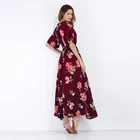 Floral 2021 Retro Floral Deep V-neck High Split Vacation Beach Skirt