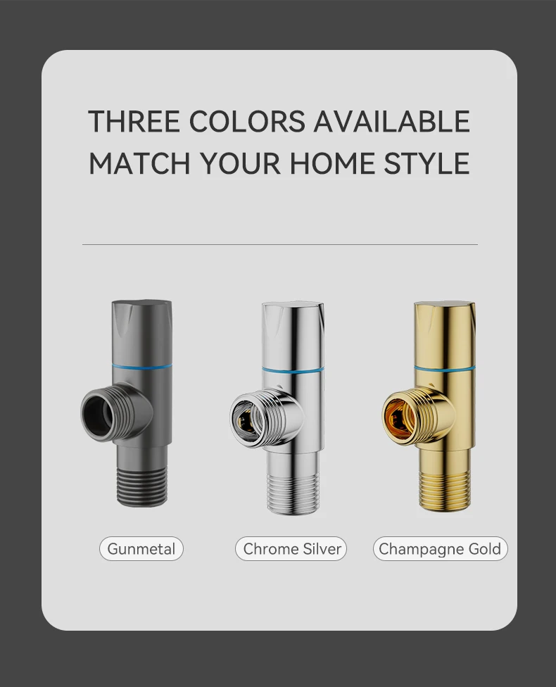 Champagne Gold Brass Leak-proof Explosion-proof Large Flow Angle Valve Hot and Cold Universal Toilet Water Heater Angle Valve details
