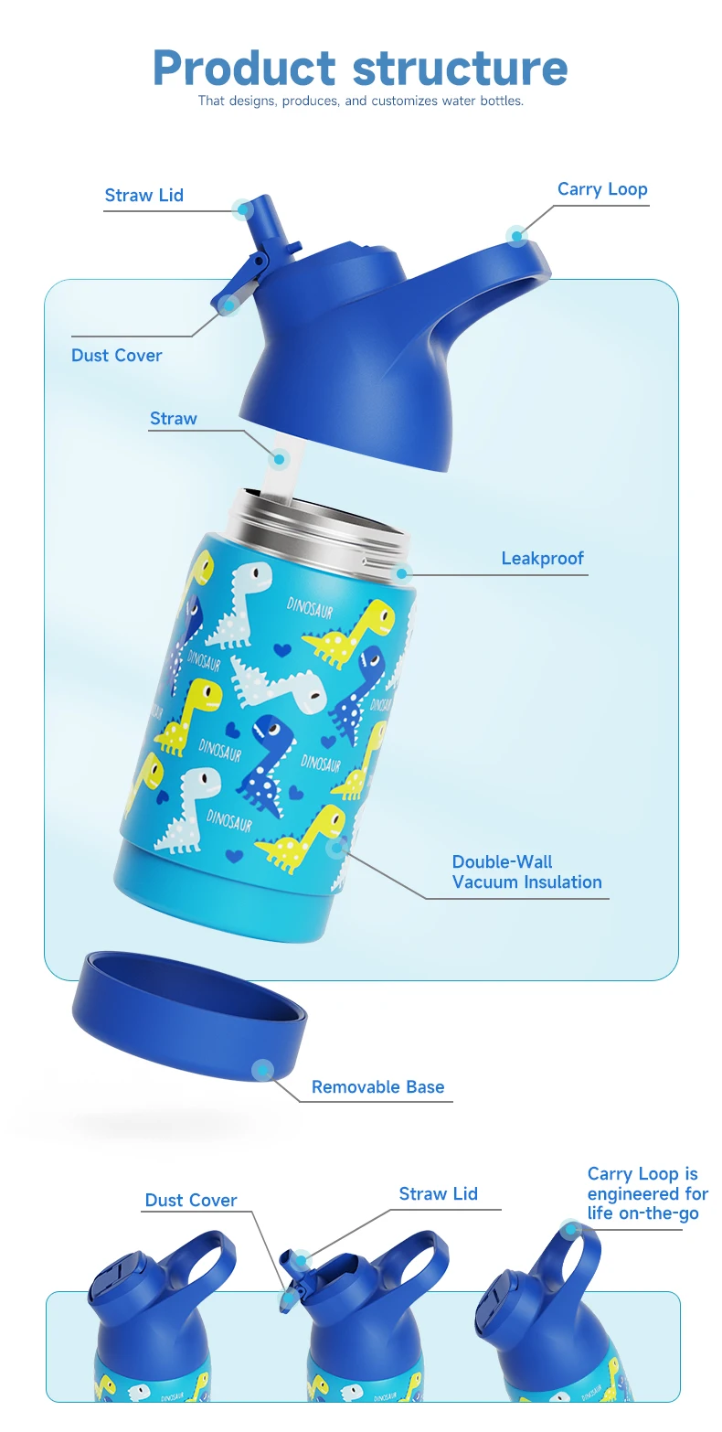 Double Walled Insulated 18/8 Stainless Steel Vacuum Flask Sport Water Bottle With Straw Easy Carry supplier