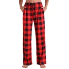 Soft Tie Dye Customize Full Length Cotton Red Plaid Sleeping Bottoms Soft Tie Dye Women Pajama Pants