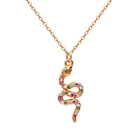 925 Silver Snake 925 Sterling Silver Jewelry Fashion Simple Rainbow Zircon Snake Pendant Necklace