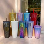Tumbler Tumbler Custom Logo 24 Oz Double Wall Plastic Studded Tumbler Cup With Straw
