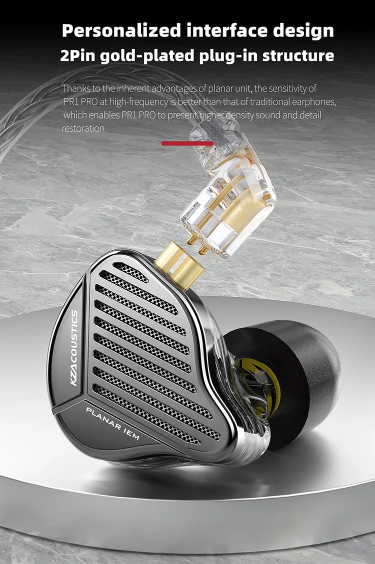 KZ PR1 PRO Planar magnetic 13.2mm New Dual Earphones Ergonomics + unique innovation HiFi stage performance in Ear Monitor