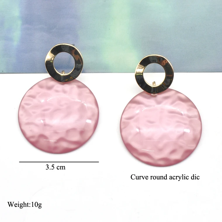Custom acrylic color round button shape fashion trendy earrings