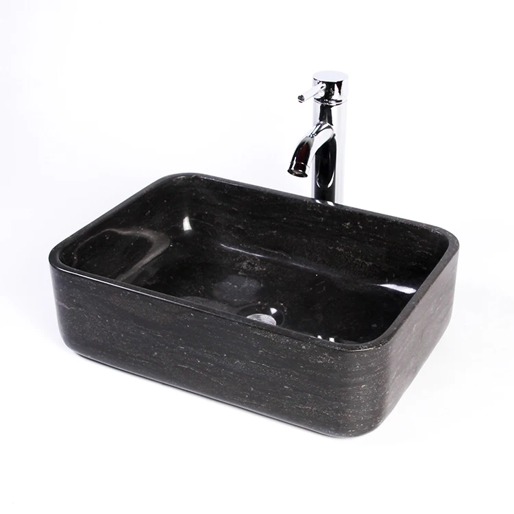 Luxury Blue Stone Sink Top Mounted Rectangular Natural Stone Polish Sink