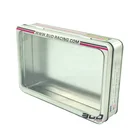 Tin Box Pvc Tin Box Rectangular Metal Tin Box With Clear Transparent PET/PVC Window Hinge Lid
