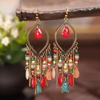 Hoop Wedding Earring Hoops Fashion Alloy Tassel Earrings Long Gold Pendant Colorful Hoop Wedding Earrings