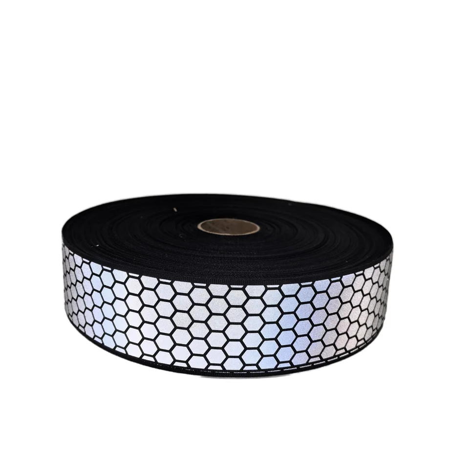 WeiGuang Honeycomb 3D Fluorescent Fabric Reflective Tape Elastic Adhesive Sew-On Sticker