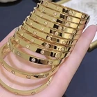 Classic Desig Fashion Stainless Steel Oval 18k Real Gold Plated Pave Zircon Cuff Bangle For Women Jewelry