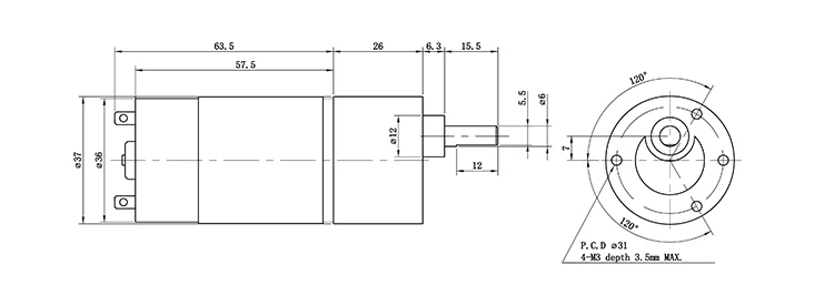 Dc Brushless Motors, 555, 12v, 24v, 37mm - detail 4