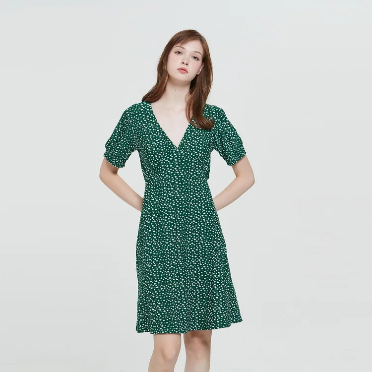 white stuff green spot dress