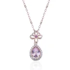 Silver S925 Sterling Silver Rose Gold Drop Shaped Pendant With Zircons Water Droplet Necklace