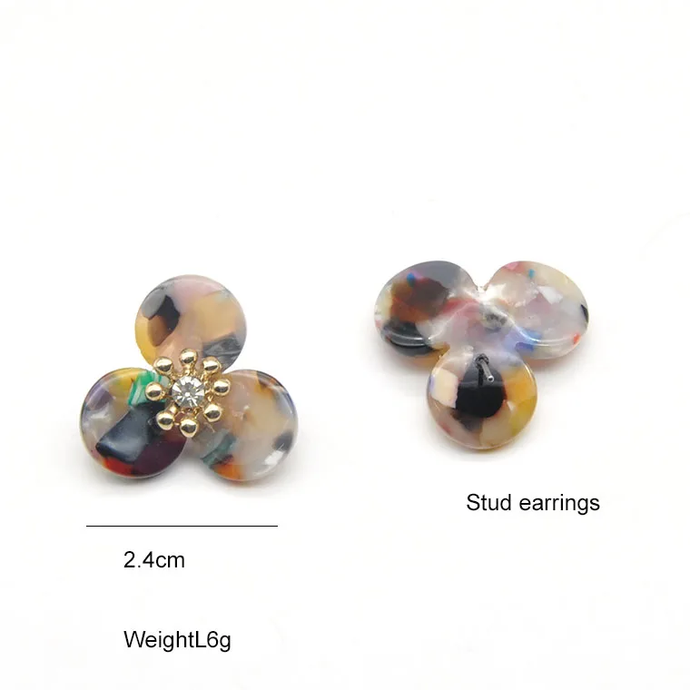 2021 new design small size gold black acrylic korean earrings jewelry