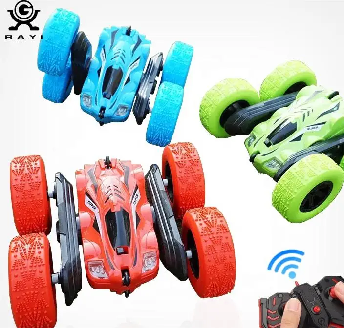 2.4G Double-sided 4WD Drift RC Stunt Car Kids Spin Anti Falling Deformation Tipper Rotation Car toy Remote Control Stunt Toys