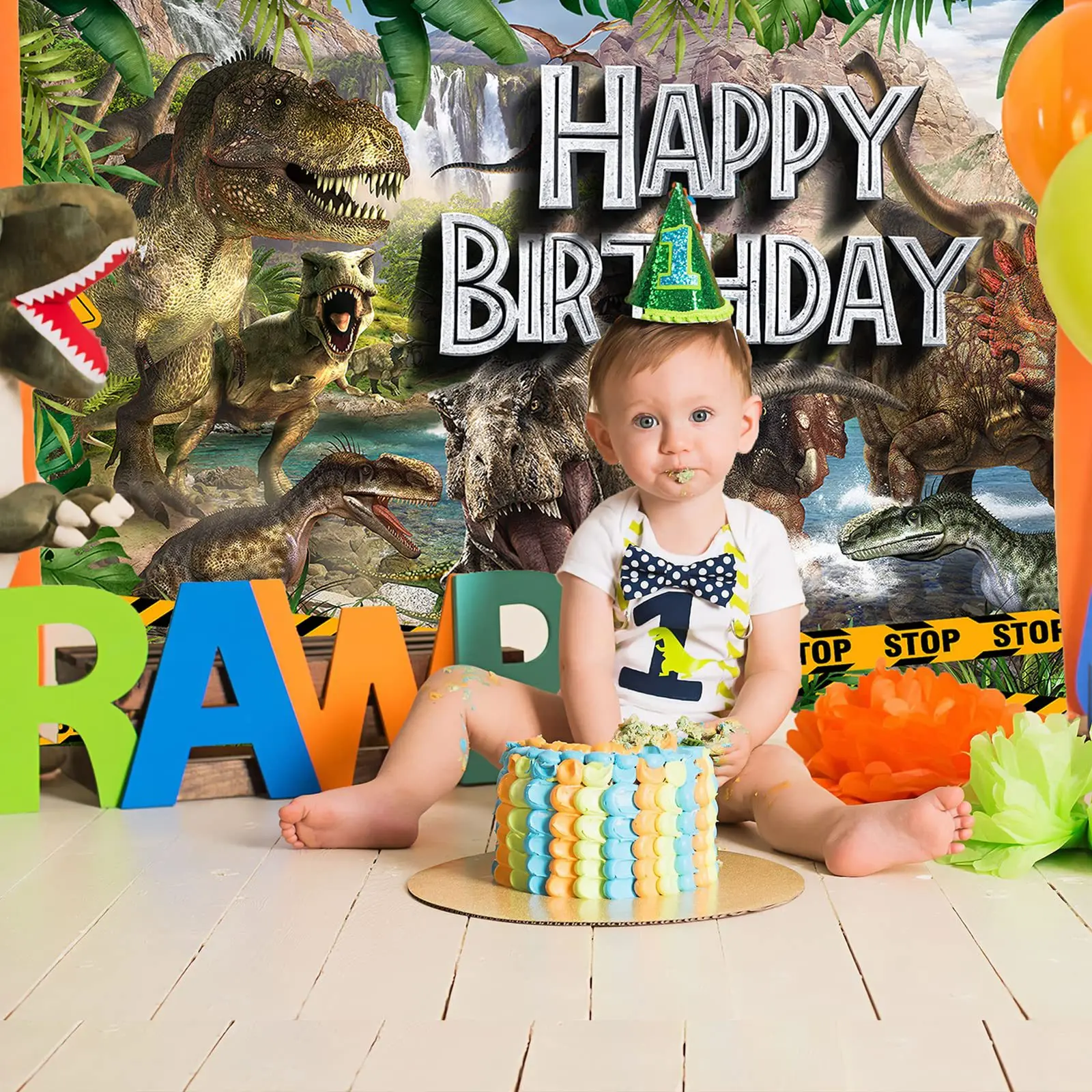 Happy Birthday Banner for Jungle Safari Theme Birthday Party Decorations Fabric Animal Zoo Theme Birthday Party Backdrop