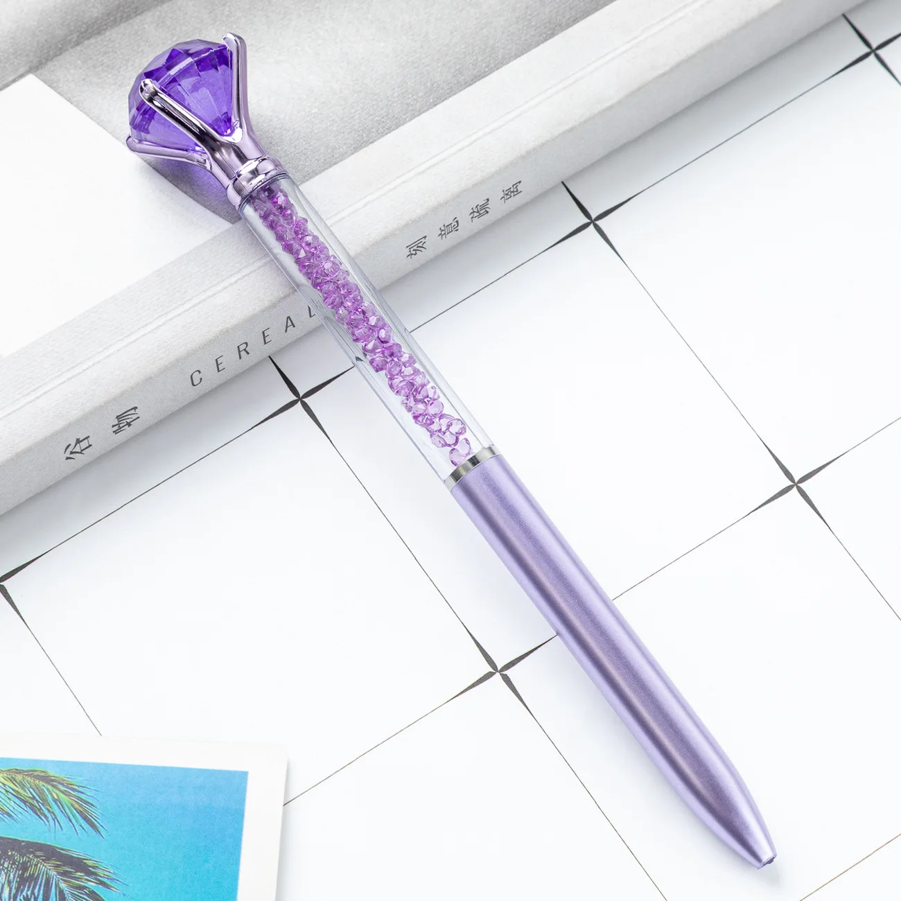 2025 High Quality Wholesale Custom LOGO Large Diamond Colored Crystal Ballpoint Pens Gift Rotary Pen Quicksand Broken Drill Pen