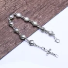 Shell Bracelet Metal Antique Silver Shell Bracelet With Cross Jewelry Gift Religious