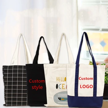 Wholesale High Quality Blank Design Non Woven Tote Canvas Bag With Zipper Sublimation Custom Logo Cotton Shopping Bags