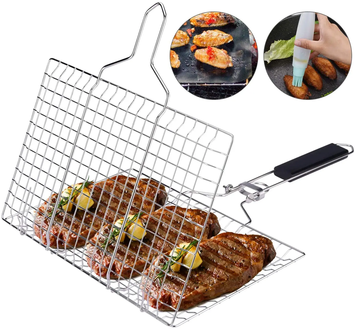 Stainless Steel Barbecue Grilling Basket BBQ Net for Meat   Vegetable 