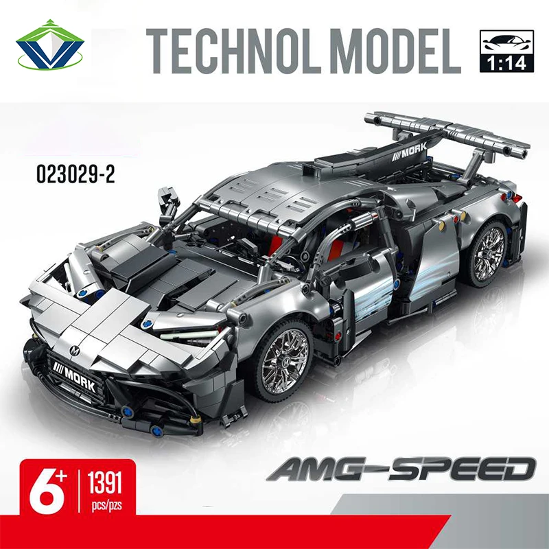 Explosive Models Silver Sport Car Model Bricks Speed Vehicle Car Toy Intelligence Assembled Building Blocks Toys