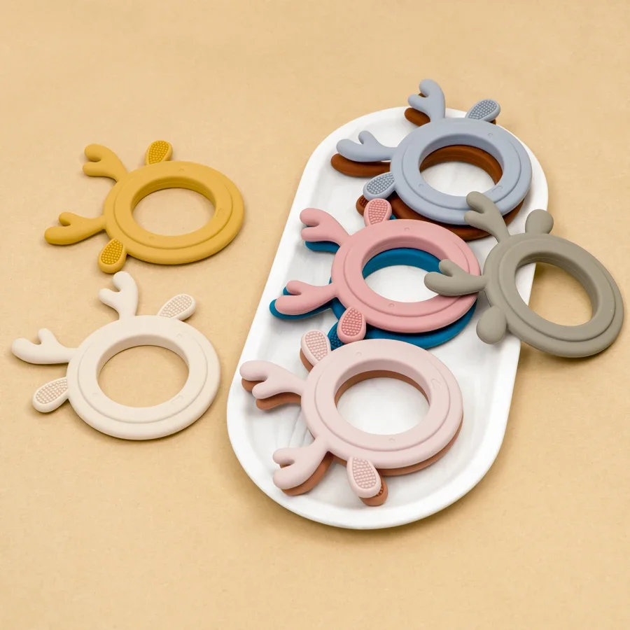 product exquisite workmanship silicone wood teethers non toxic antler shape molar toy soft baby molar toy in whale design-2