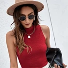 Vest Develop And Customize The Summer New Style Knit Sweater Thin Half High Neck Ladies Sweater Vest Sexy Sleeveless Top