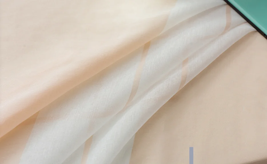 Manufacturer direct sales simple striped sheer window curtain Nordic style ready made voile curtain  for bedroom