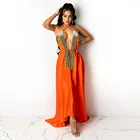 Dress Evening Dresses 2021 Satin Party Dress Deep V Neck Luxury Halter Backless Women Sexy Evening Dresses