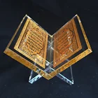 Gold Print Crystal Glass Quran With Stand For Muslim Crafts MH-L0372