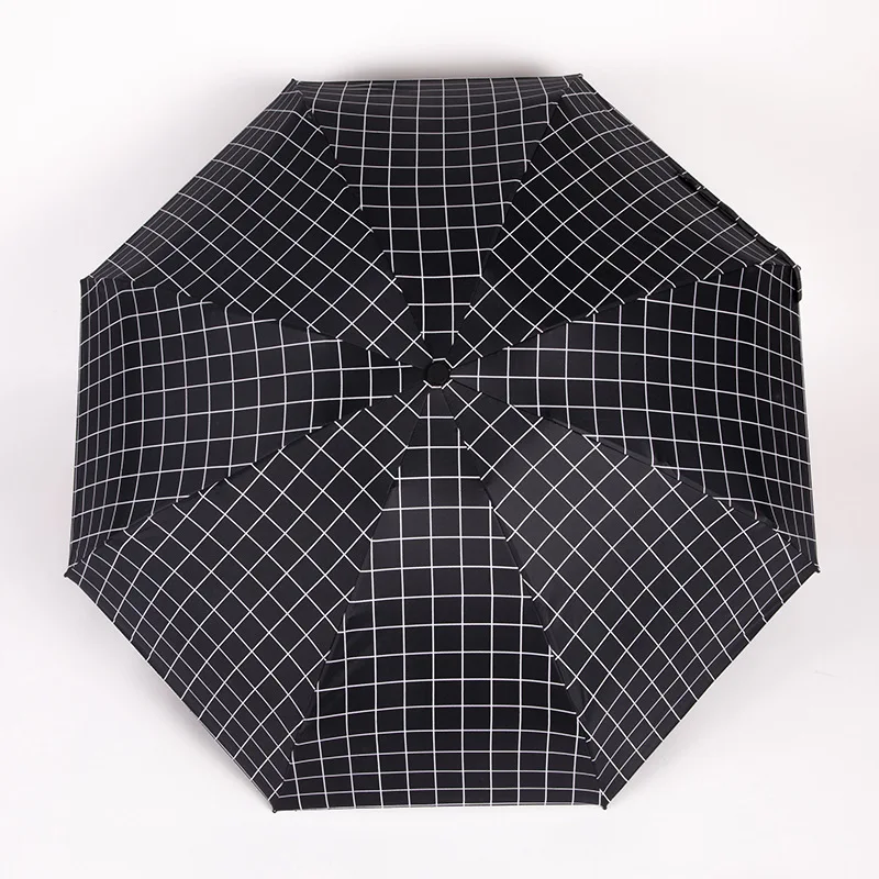 DD1312  Lightweight  Black White Checked Umbrella Five Fold Rainy Summer Foldable Umbrellas Anti UV Manual Mini Pocket Umbrella