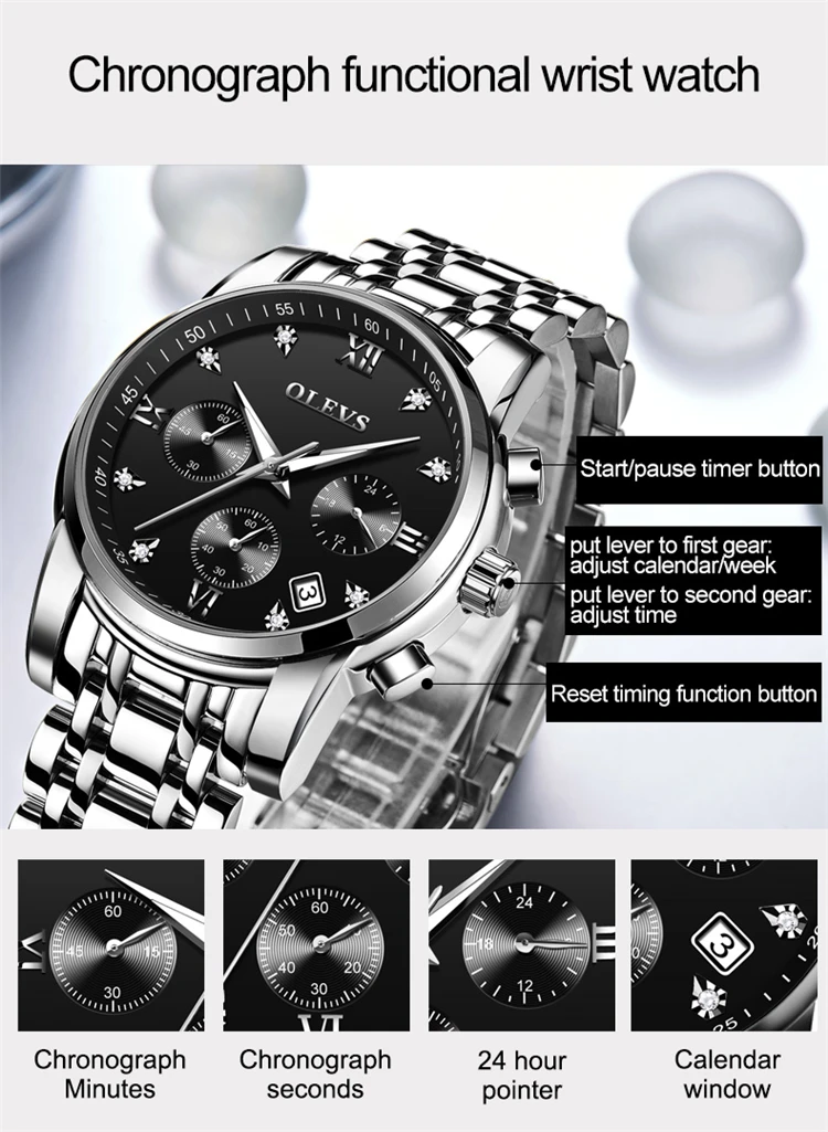 Wholesale OLEVS 2858 Wristwatch Mens Luminous Watches Luxury Brand