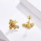 Earrings Earrings 2021 Popular Design Fashion Honeybee Gold Plated 925 Sterling Silver Earrings With Zircon