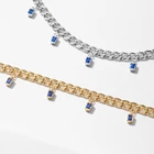Inlaid Inlaid Blue Crystal Diamond Pendant Dynamic Personality Can Be Adjusted From The Length