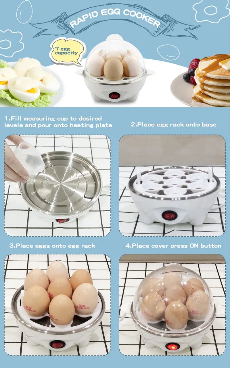 7 Eggs Capacity Chicken Commercial Rapid Egg Cooker Machine Electric